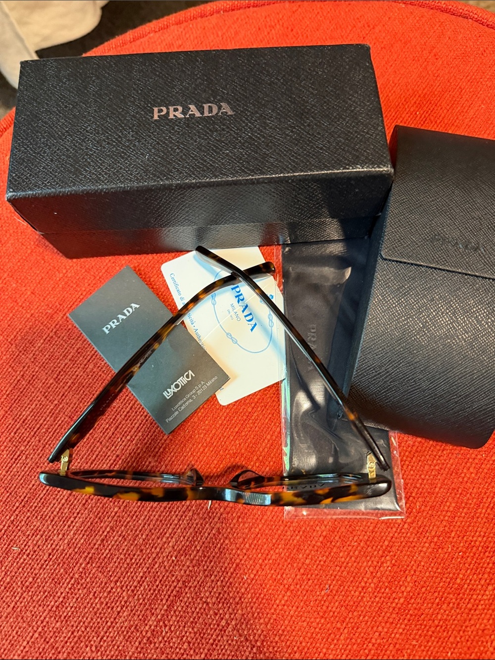 Prada Women Tortoiseshell Cat-Eye Optical Glasses - Brown/Black Blend - Picture 6 of 9